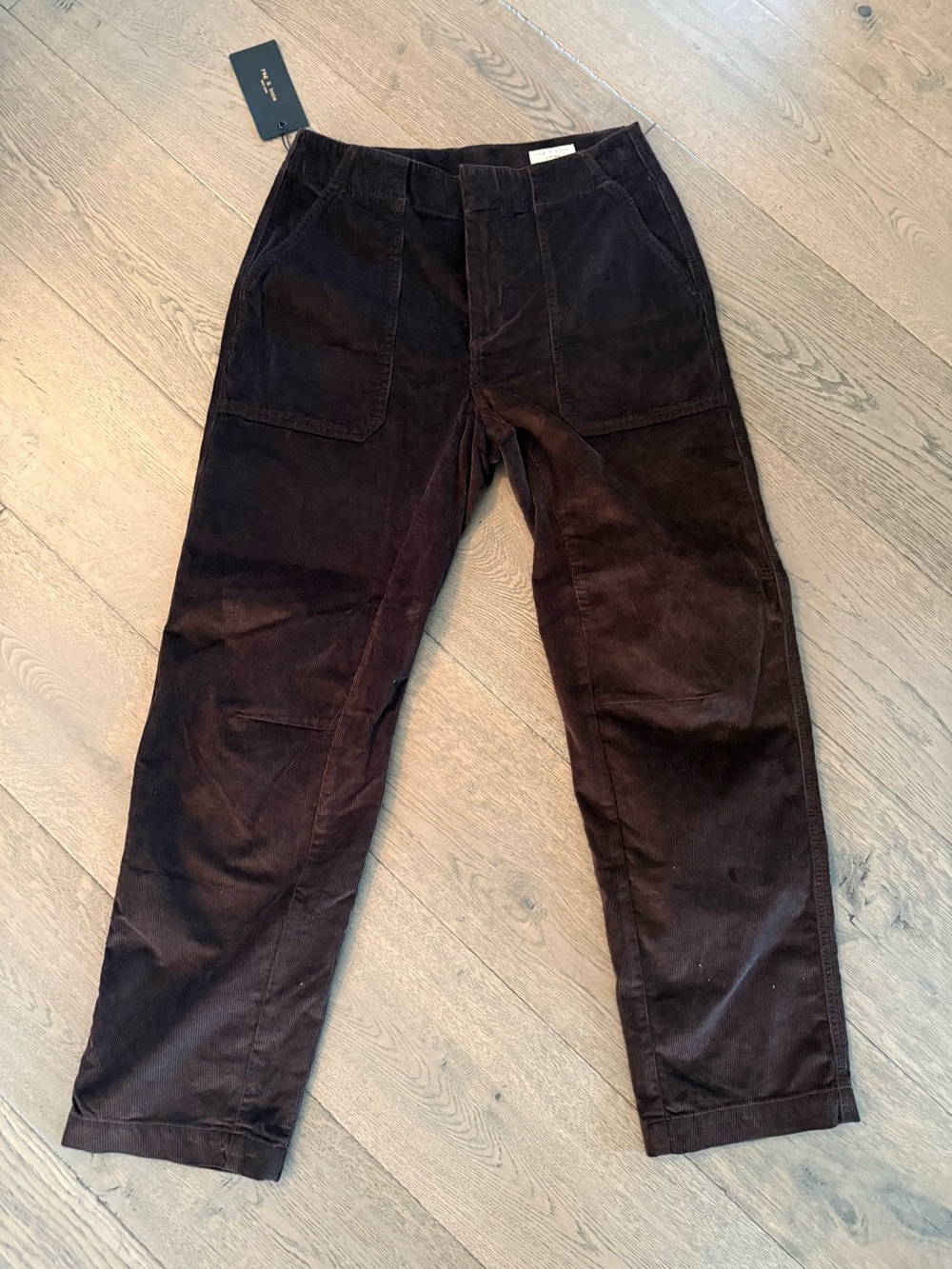 rag & bone Men's Dark Brown Corduroy Utility Trousers